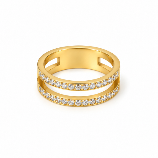 Crystal Double Band Ring – 18K Vergoldung