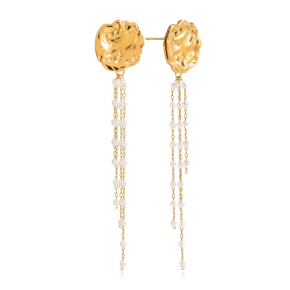 Elegante Gold - Ohrringe mit Perlenkaskaden – Luxuriös & Zeitlos - PULXERA