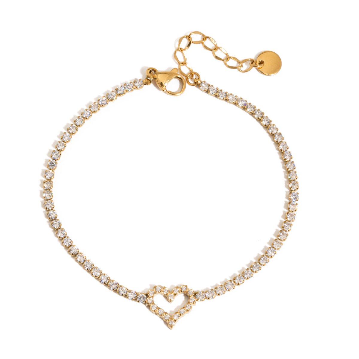 Elegantes Herzarmband „Crystal Heart“ – Gold & Funkelnde Akzente - PULXERA