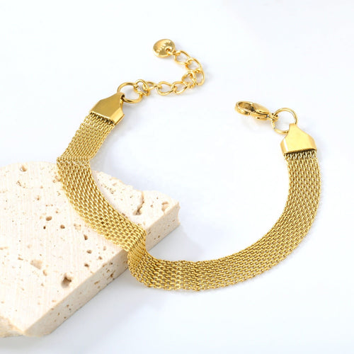 Elegantes Mesh - Armband – Feines Edelstahlgeflecht in Gold - PULXERA