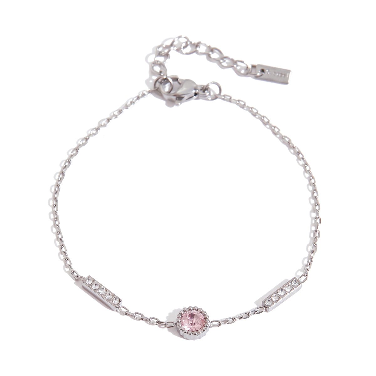 Feines Silberarmband „Pink Glow“ – Zarter Kristallakzent - PULXERA