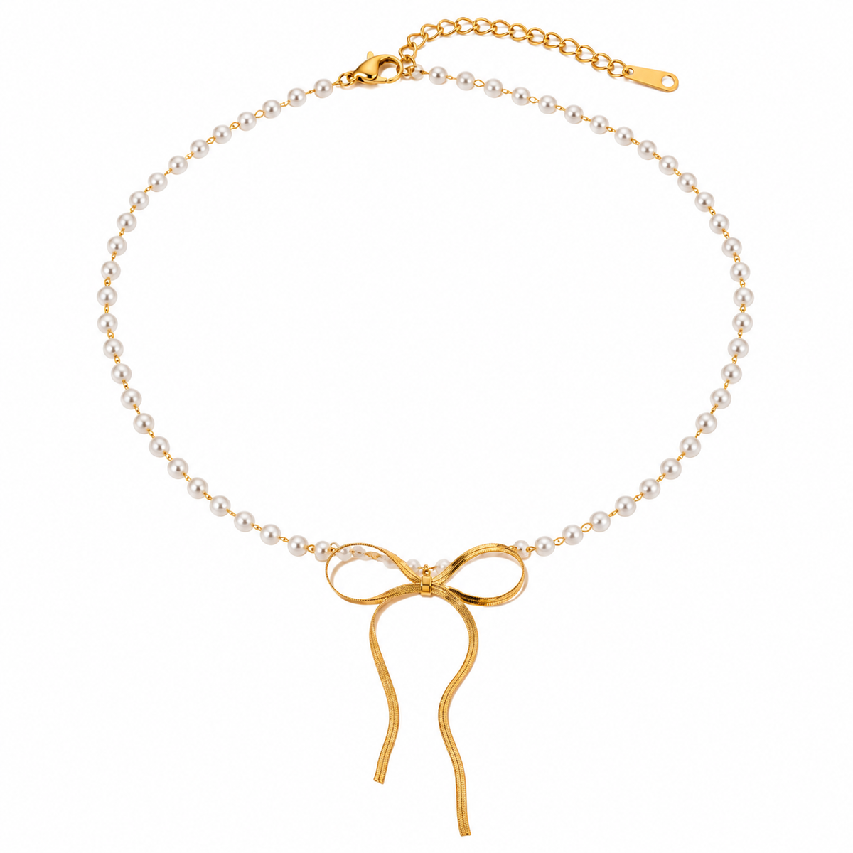 Pearl Bow Halskette – 18K Vergoldung