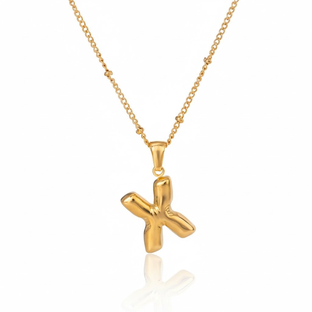 Gold Initial Necklace – Vergoldete Buchstaben - Halskette aus Edelstahl (A–Z) - PULXERA