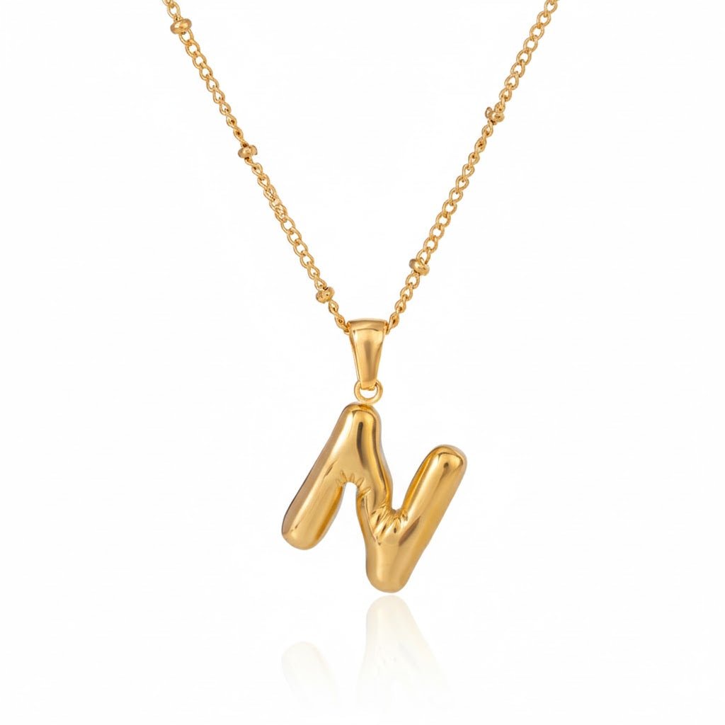 Gold Initial Necklace – Vergoldete Buchstaben - Halskette aus Edelstahl (A–Z) - PULXERA