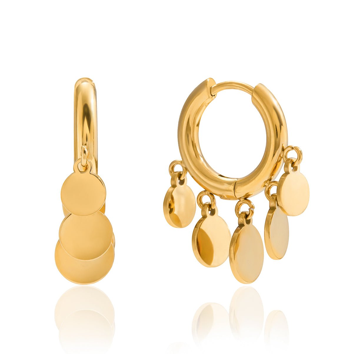 Golden Disc Ohrring im 18K Gold look - PULXERA