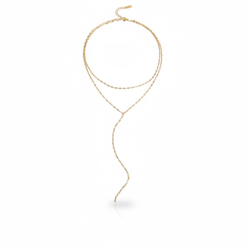 Golden Flow Layered Necklace – Elegant Wrap Look - PULXERA