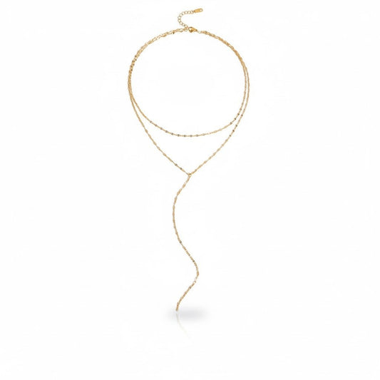 Golden Flow Layered Necklace – Elegant Wrap Look - PULXERA