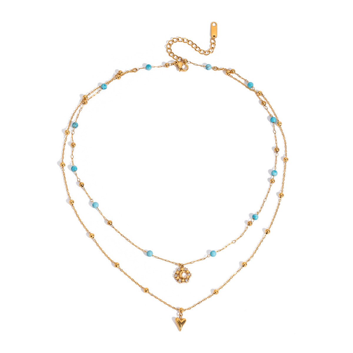 Golden Harmony Layered Necklace – Turquoise Edition - PULXERA