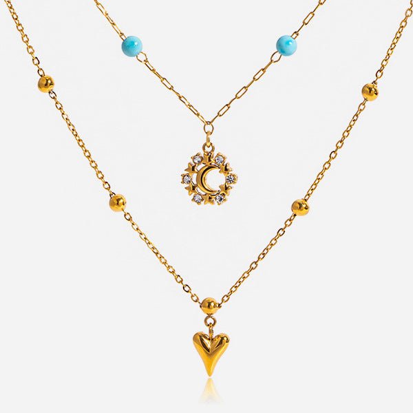 Golden Harmony Layered Necklace – Turquoise Edition - PULXERA
