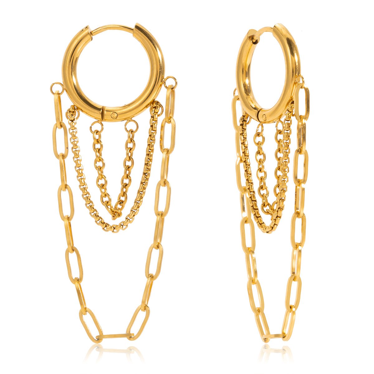 Golden Layer Chains – Vergoldete Ohrringe mit mehrreihigen Ketten - PULXERA