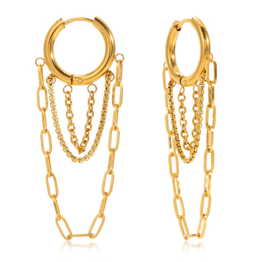 Golden Layer Chains – Vergoldete Ohrringe mit mehrreihigen Ketten - PULXERA