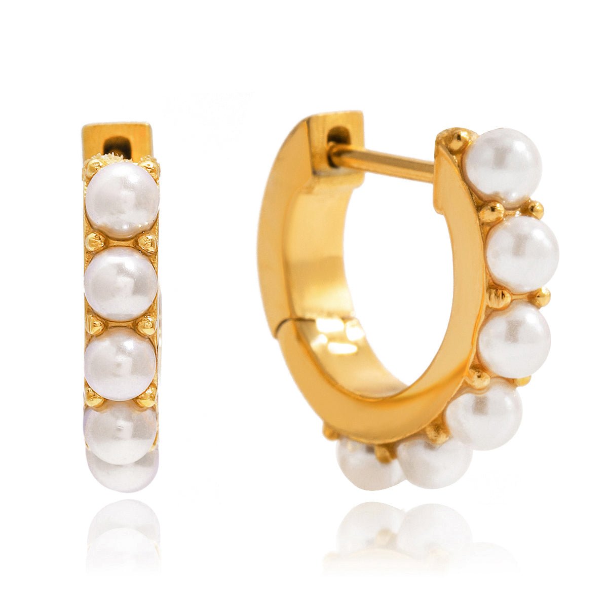 Golden Pearl Hoops – Elegante Creolen mit Perlenbesatz - PULXERA