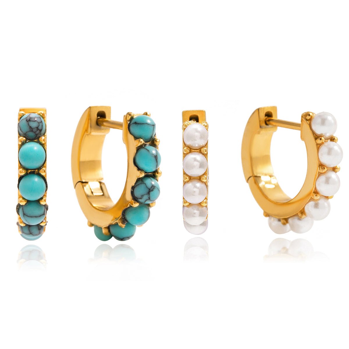 Golden Pearl Hoops – Elegante Creolen mit Perlenbesatz - PULXERA