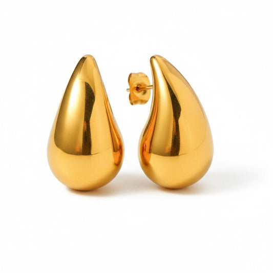 Golden Tear Drops – Elegante Tropfen - Ohrringe aus Edelstahl - PULXERA