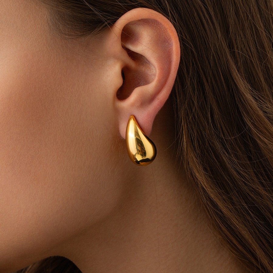 Golden Tear Drops – Elegante Tropfen - Ohrringe aus Edelstahl - PULXERA