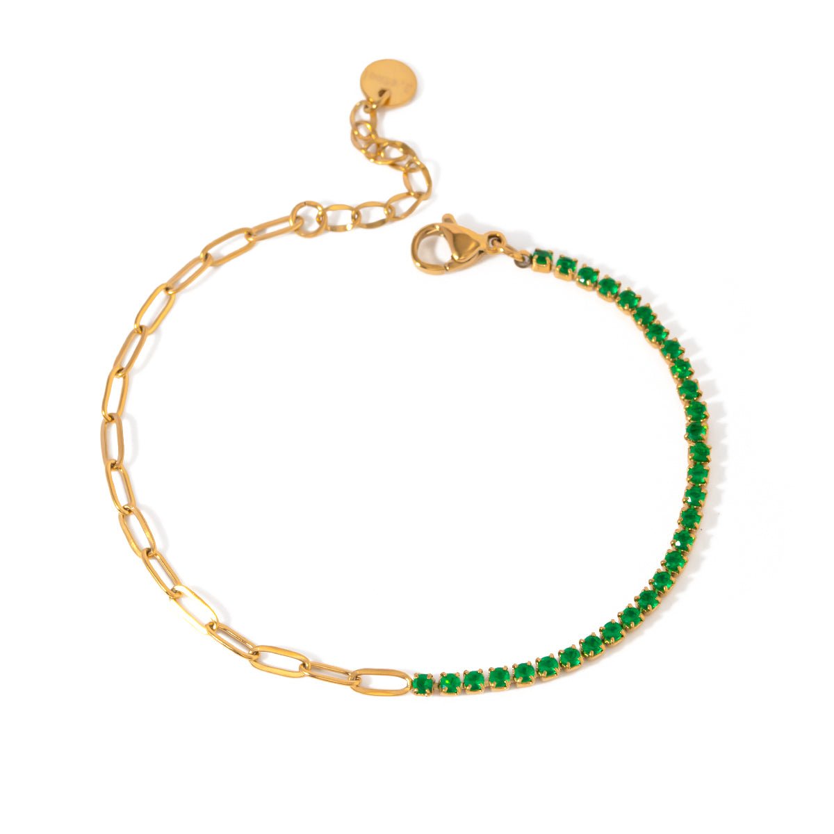 Goldenes Kombi - Armband mit grünen Premium - Steinen – Modern & Luxuriös - PULXERA