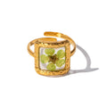Green Blossom Ring im 18K Gold look - PULXERA