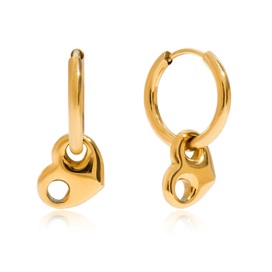 Heart Drop Mini Hoops – Goldene Creolen mit Herzanhänger - PULXERA
