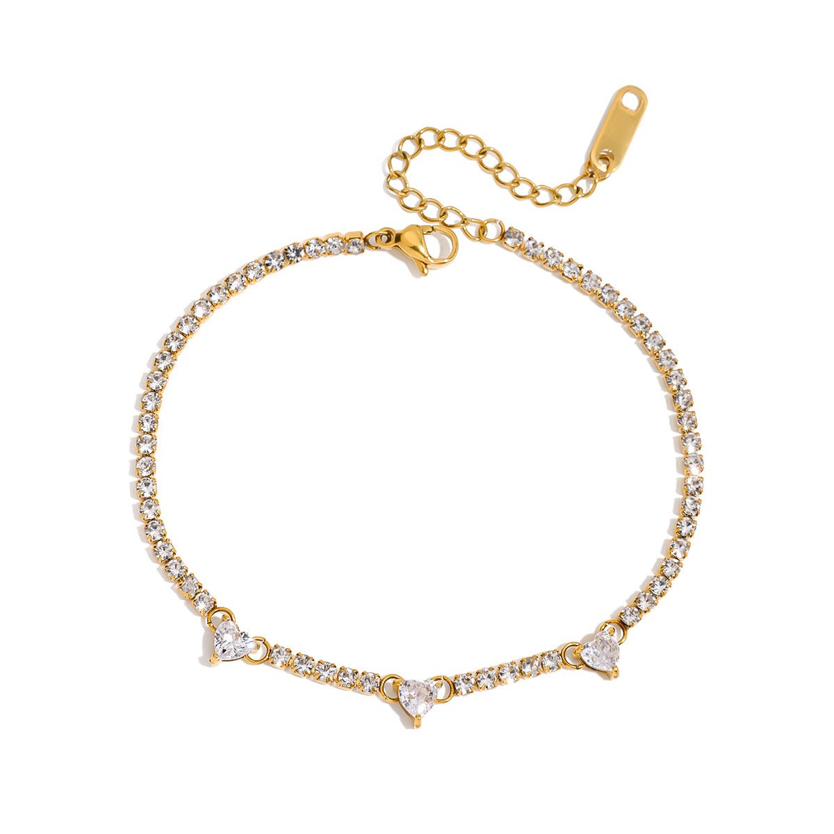 Herzstück Tennis Armband – 18K Gold Look & Funkelnde Detail - PULXERA