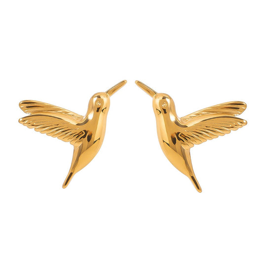 Hummingbird Gold Studs – Vergoldete Kolibri Ohrstecker - PULXERA