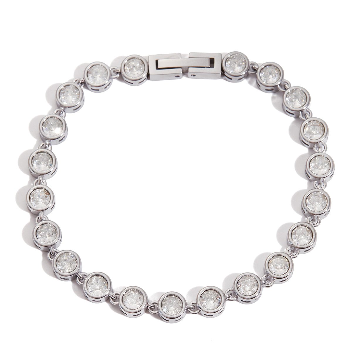 Klassisches „Crystal Round“ Armband – Silber – Zirkonia Rundfassung - PULXERA