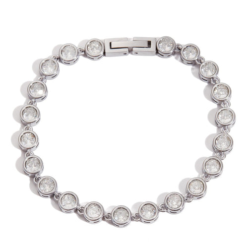 Klassisches „Crystal Round“ Armband – Silber – Zirkonia Rundfassung - PULXERA