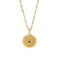 Kompass Royal – Vergoldete Kompass - Halskette mit schwarzem Stein - PULXERA