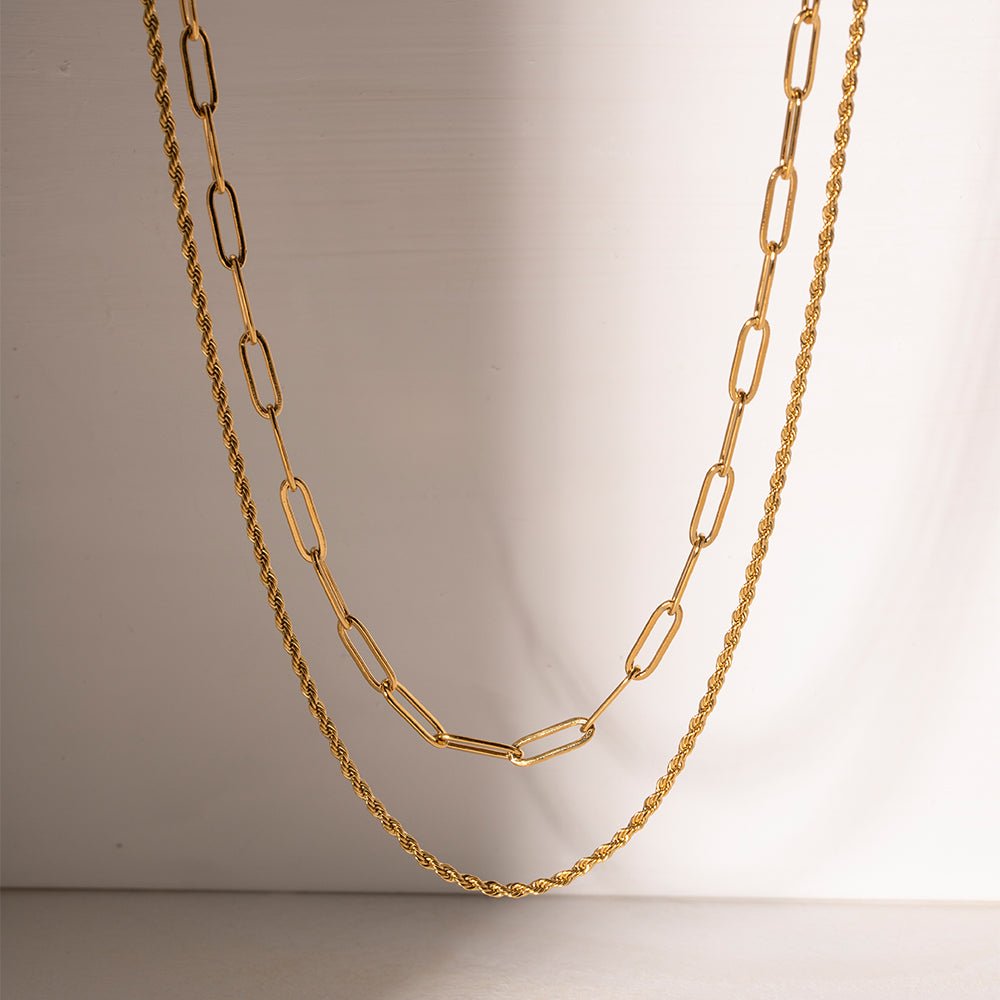 Layered Chain Necklace – Gold - PULXERA