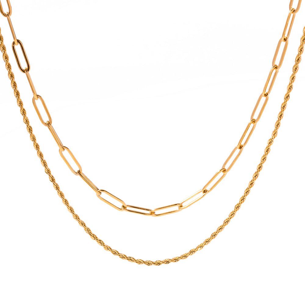 Layered Chain Necklace – Gold - PULXERA