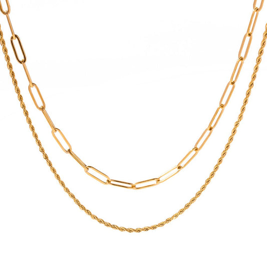 Layered Chain Necklace – Gold - PULXERA