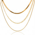 Layered Gold Chain – Dreireihige Halskette aus vergoldetem Edelstahl - PULXERA