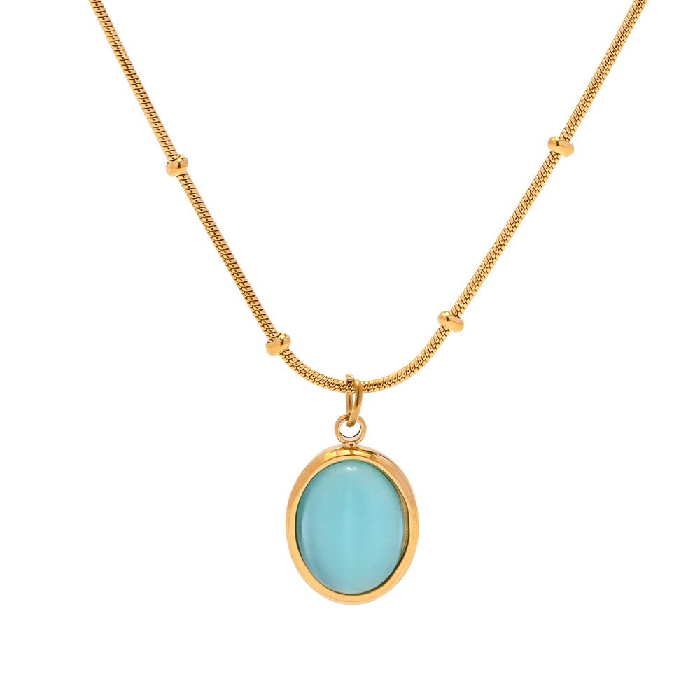 lue Aura Necklace – Elegante Kette mit himmelblauem Anhänger - PULXERA