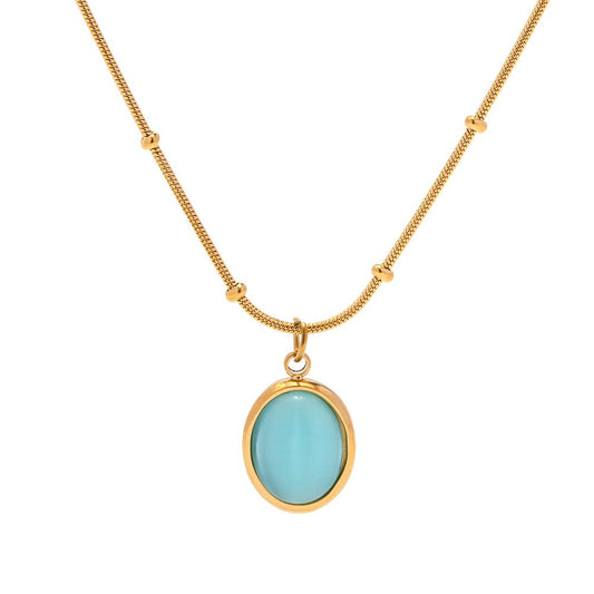 lue Aura Necklace – Elegante Kette mit himmelblauem Anhänger - PULXERA