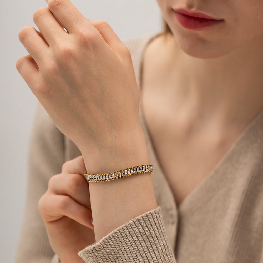 Luxus Stone Armband im 18K Gold Look - PULXERA