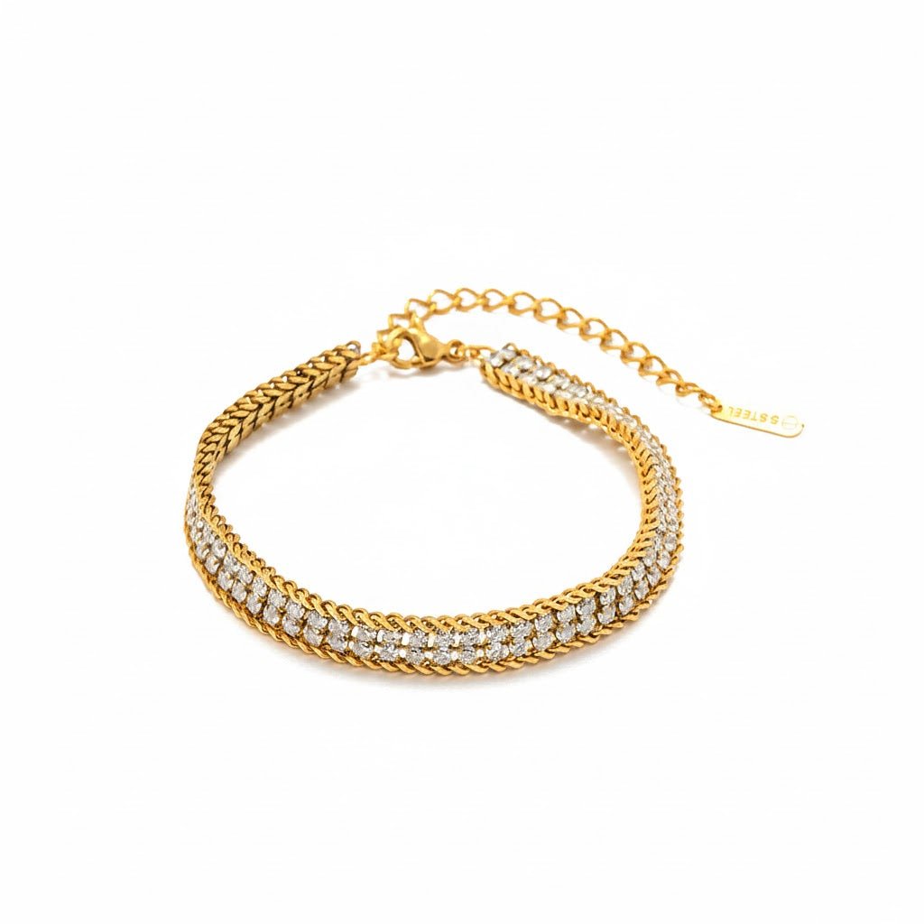 Luxus Tennisarmband – 18K Gold Look mit Zirkonia - PULXERA