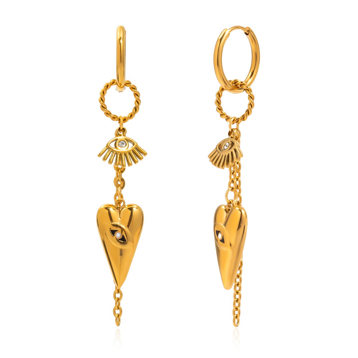 Mystic Heart Ohrringe – Gold – Schutz & Style in einem - PULXERA