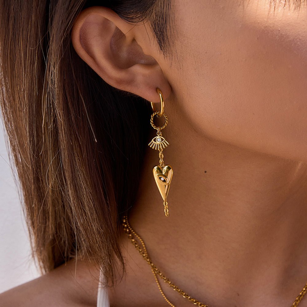 Mystic Heart Ohrringe – Gold – Schutz & Style in einem - PULXERA