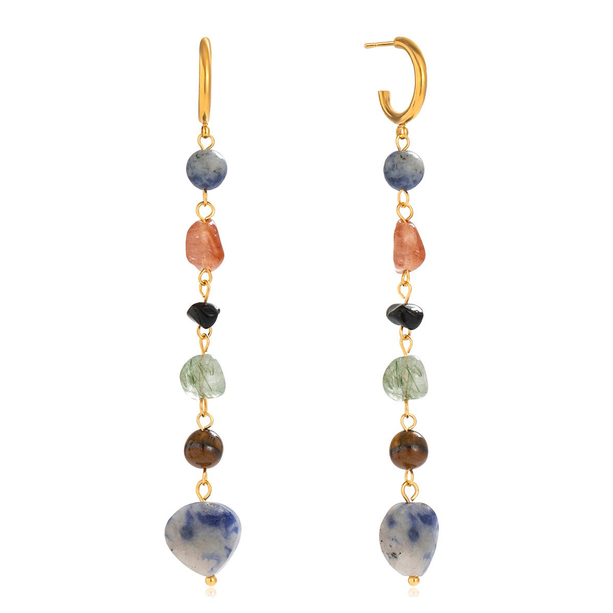 Natural Gemstone Drop Ohrringe – Bunte Heilsteine & Gold - Design - PULXERA