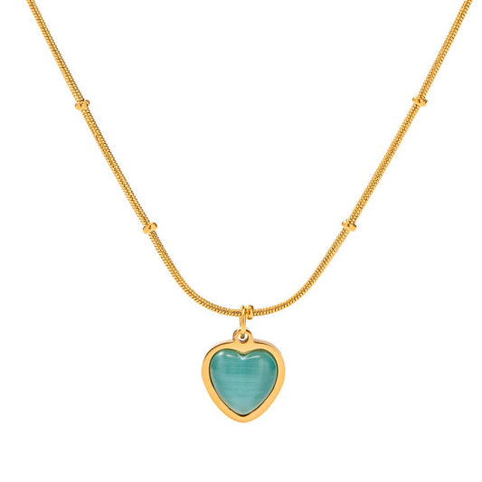 Ocean Heart Halskette im 18K Gold Look - PULXERA