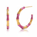 Pink Bamboo Hoops – Gold & Pink Design Creolen - PULXERA