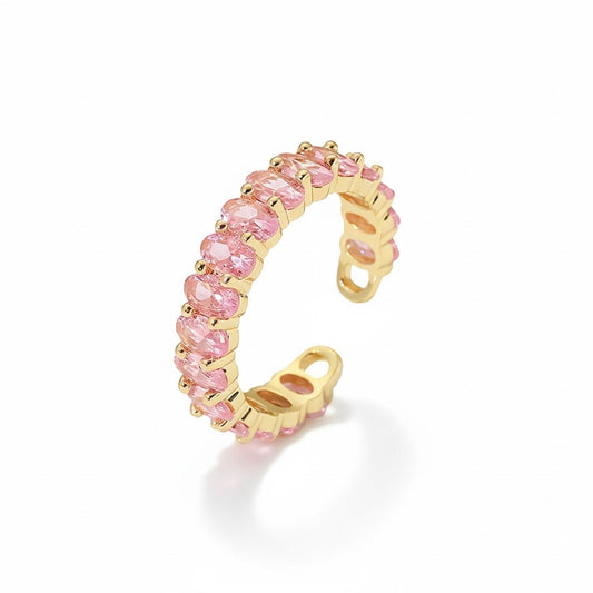 Pink Crystal Band Ring – Vergoldeter Ring mit rosafarbenen Premium - Steinen - PULXERA