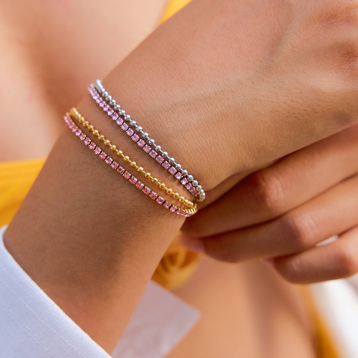 Rosa Elegance Armband im 18K Gold look - PULXERA