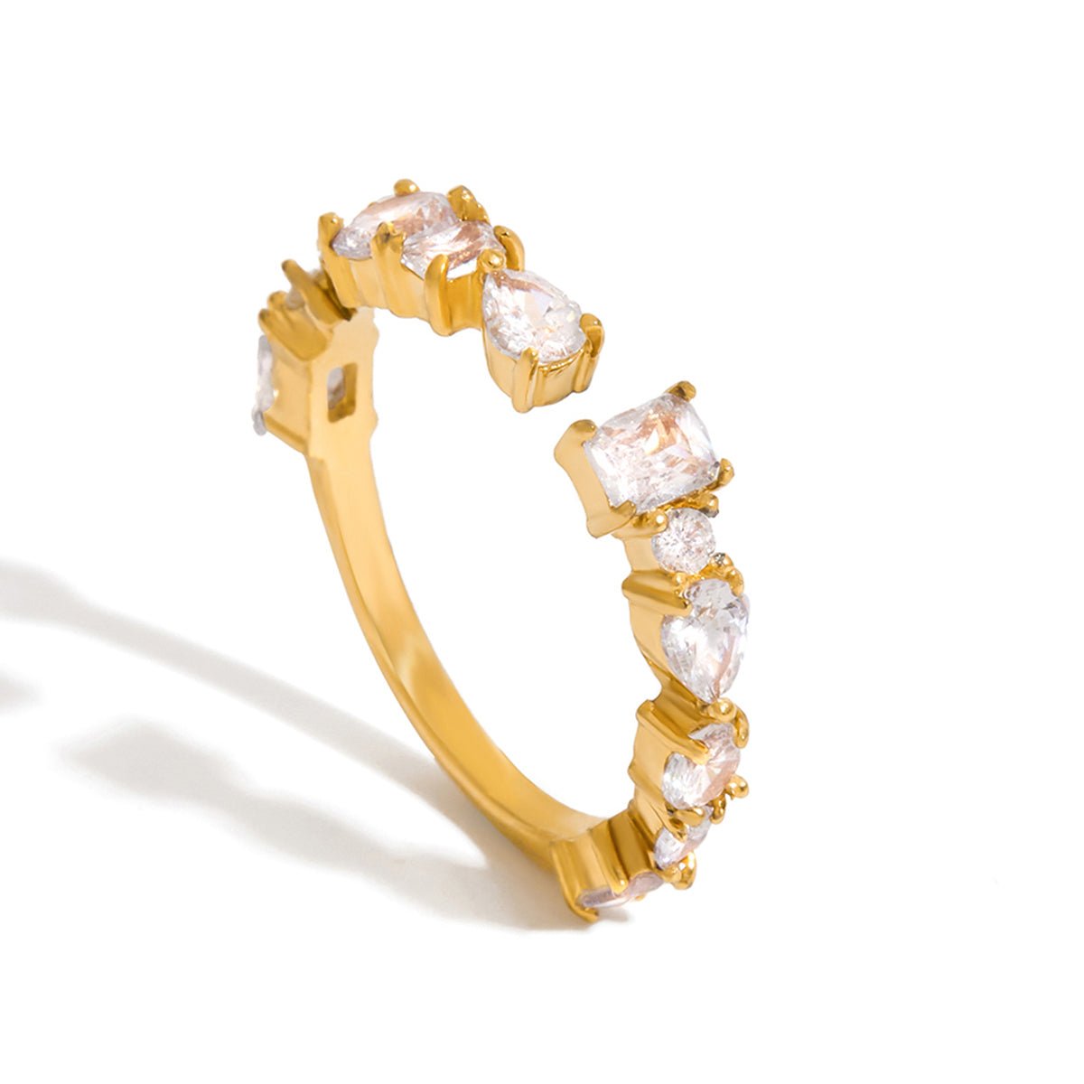Royal Cut Crystal Ring im 18 K Gold look - PULXERA