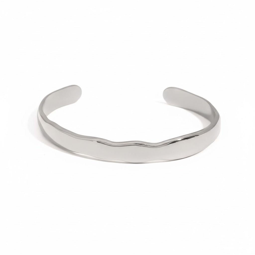 Silberner Wellen - Armreif– Minimalistisch & Modern - PULXERA
