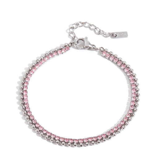 Silbernes Armband mit rosa Kristallen – Zart, Elegant & Funkelnd - PULXERA
