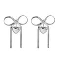 Silver Bow Heart – Elegante Schleifen - Ohrringe mit Herzanhänger - PULXERA