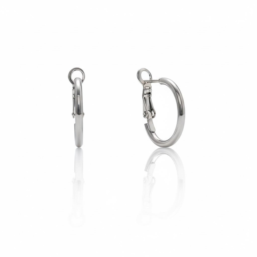 Silver Classic Hoop – Zeitlose Creolen im Edelstahl - Look - PULXERA