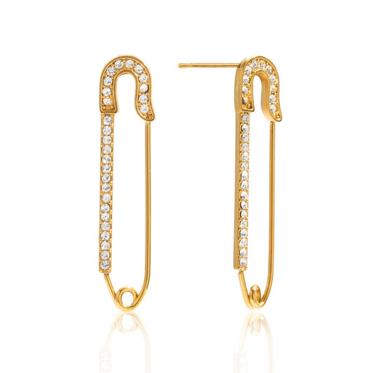 Sparkle Safety – Elegante Sicherheitsnadel - Ohrringe mit Zirkonia - PULXERA