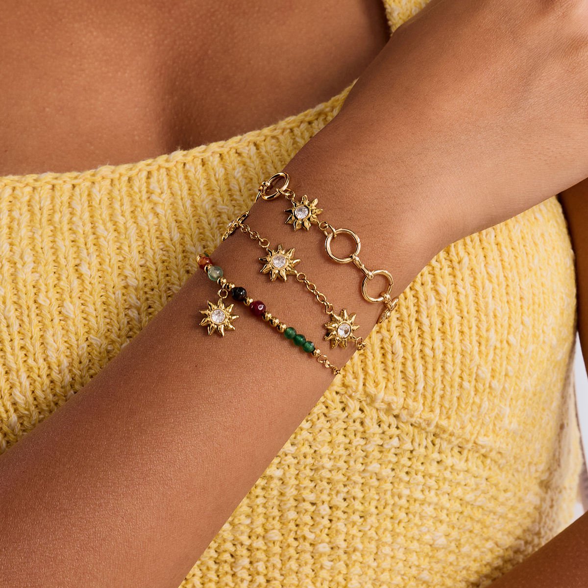 Sunshine Beads Armband im 18K Gold look - PULXERA