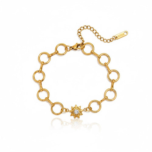 Sunshine Circle Armband – Gold Look mit Strahlender Sonne - PULXERA